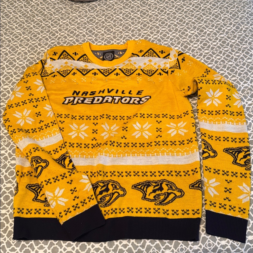 Nashville Predators Yellow Holiday Sweater